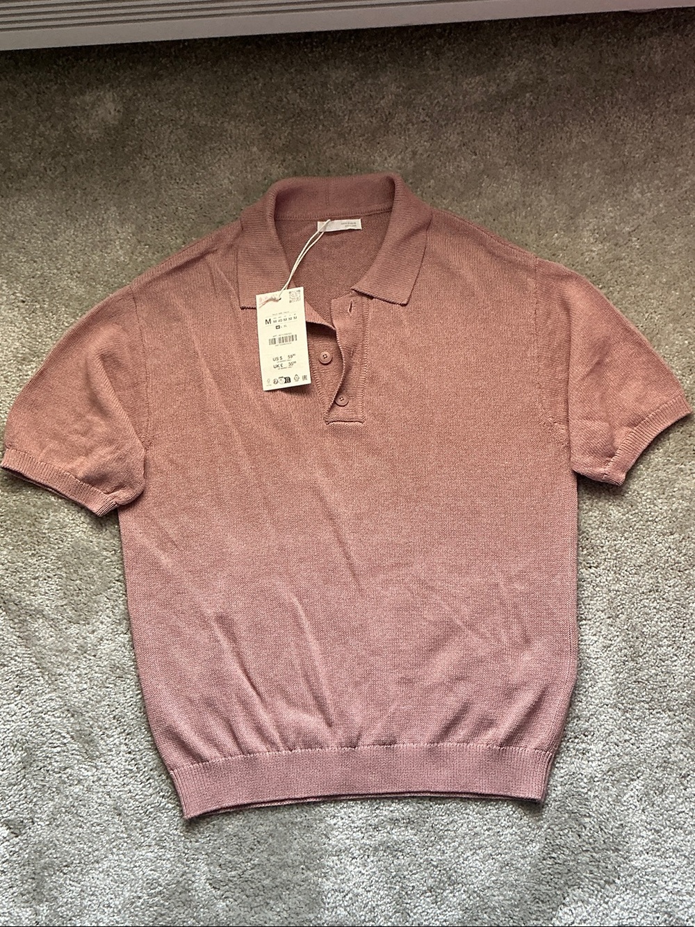 Zara Men's Polo in Dusty Rose